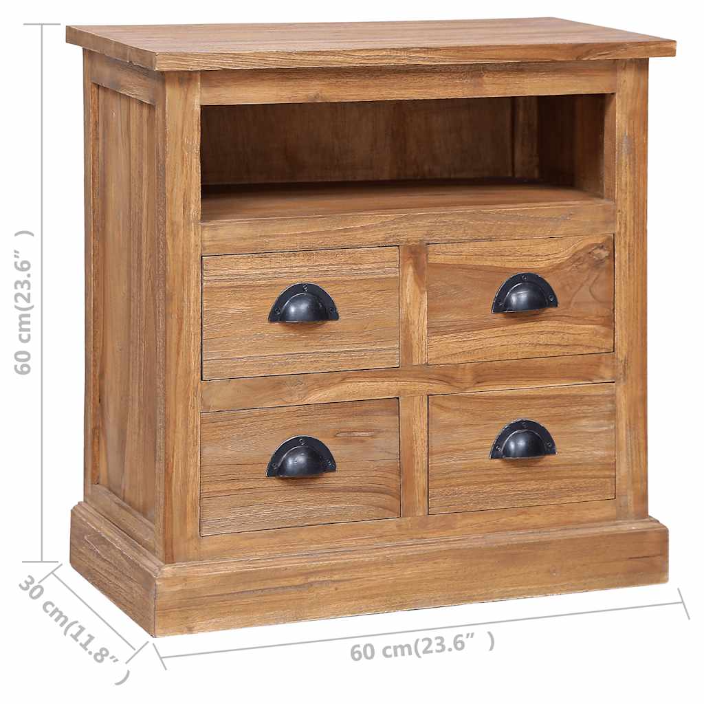 Mesita de noche madera de teca maciza 60x30x60 cm