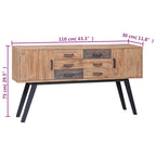 Aparador de madera de teca maciza 110x30x75 cm