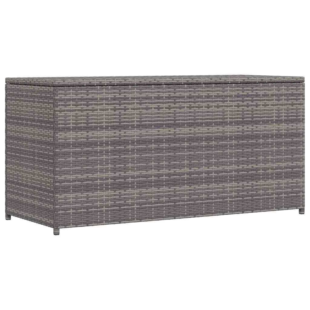 Caja de almacenaje de jardín ratán sintético gris 120x50x60 cm