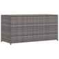 Caja de almacenaje de jardín ratán sintético gris 120x50x60 cm