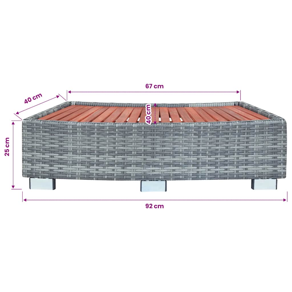 Caja de almacenaje de jardín ratán sintético gris 120x50x60 cm