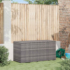 Caja de almacenaje de jardín ratán sintético gris 120x50x60 cm