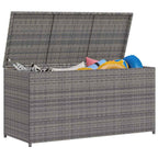 Caja de almacenaje de jardín ratán sintético gris 120x50x60 cm