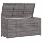 Caja de almacenaje de jardín ratán sintético gris 120x50x60 cm