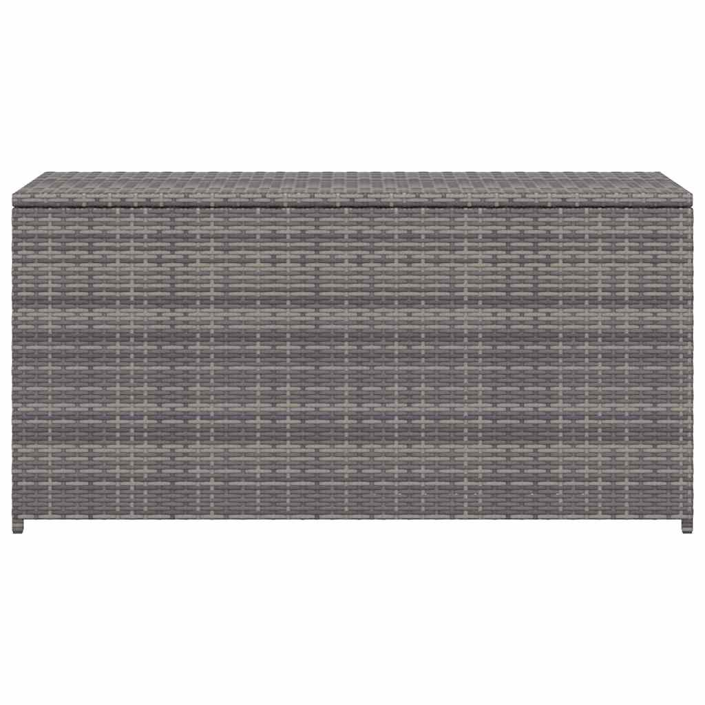 Caja de almacenaje de jardín ratán sintético gris 120x50x60 cm