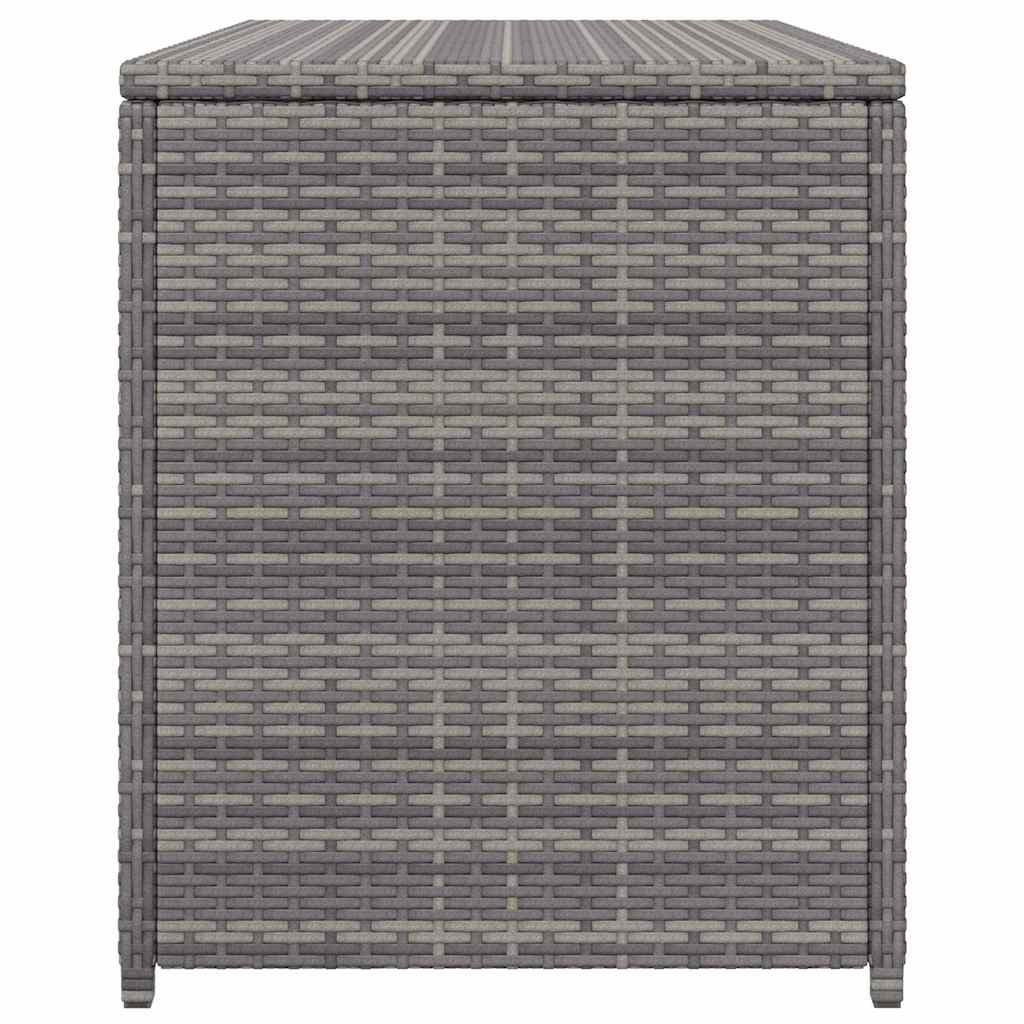 Caja de almacenaje de jardín ratán sintético gris 120x50x60 cm