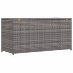 Caja de almacenaje de jardín ratán sintético gris 120x50x60 cm
