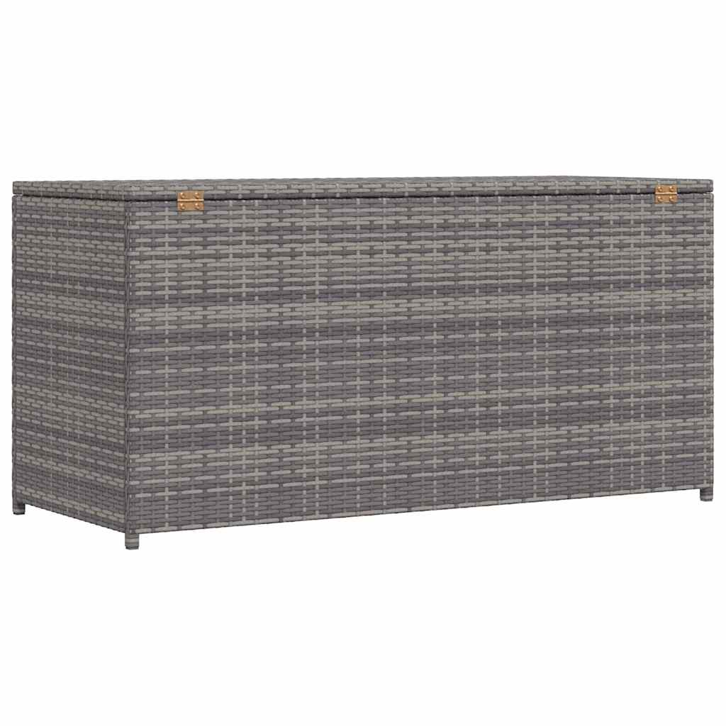 Caja de almacenaje de jardín ratán sintético gris 120x50x60 cm