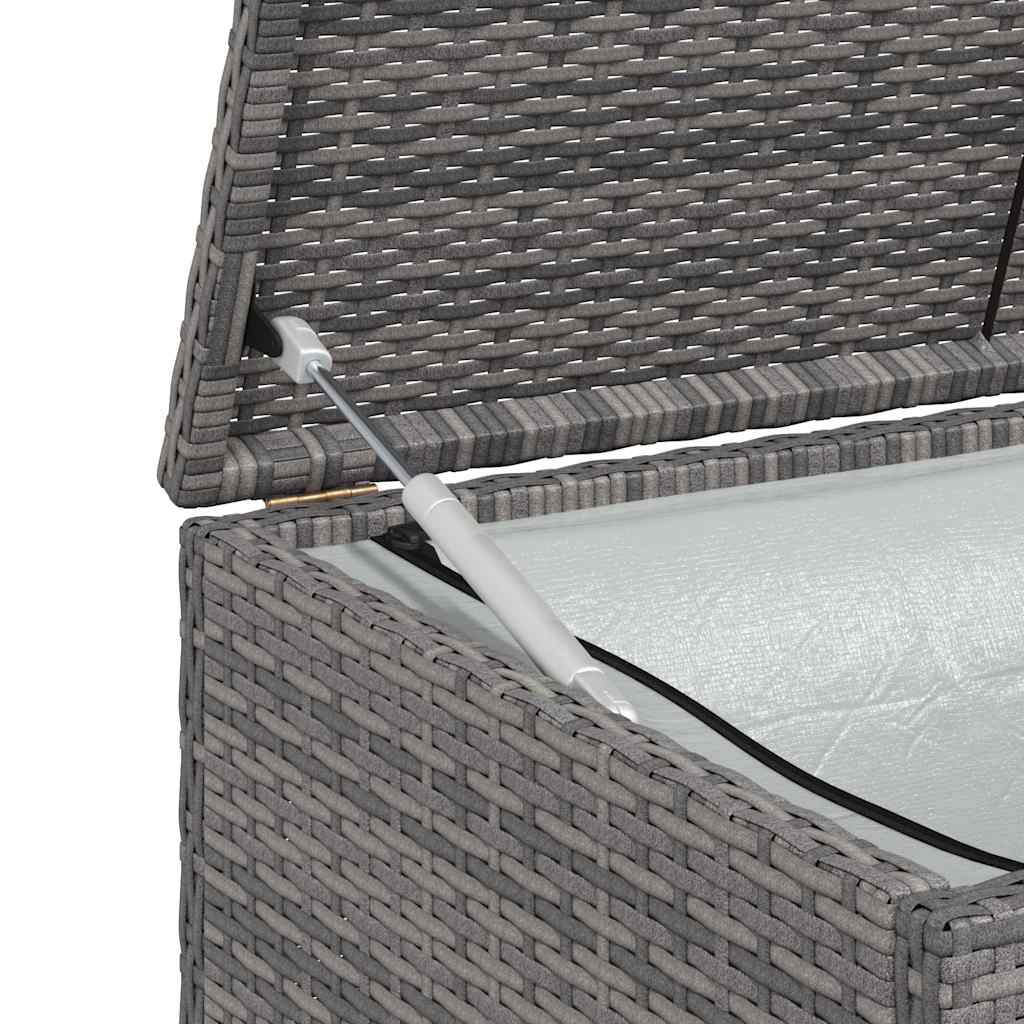 Caja de almacenaje de jardín ratán sintético gris 120x50x60 cm