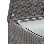 Caja de almacenaje de jardín ratán sintético gris 120x50x60 cm
