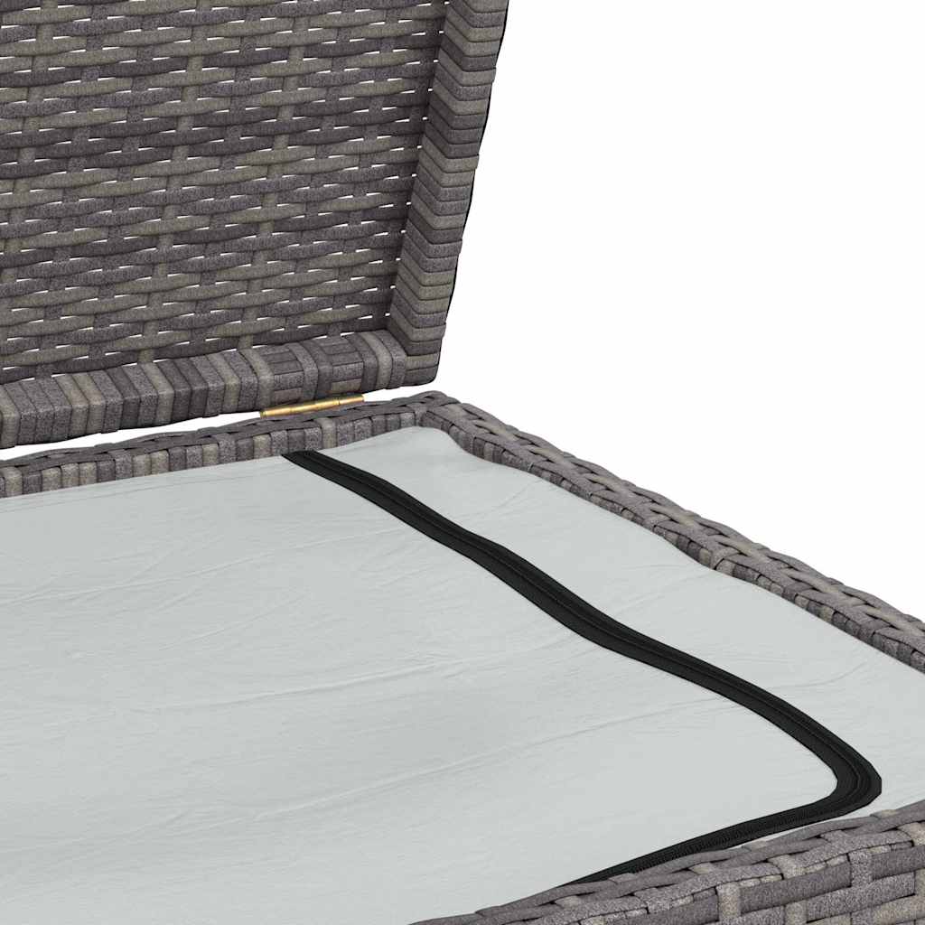 Caja de almacenaje de jardín ratán sintético gris 120x50x60 cm
