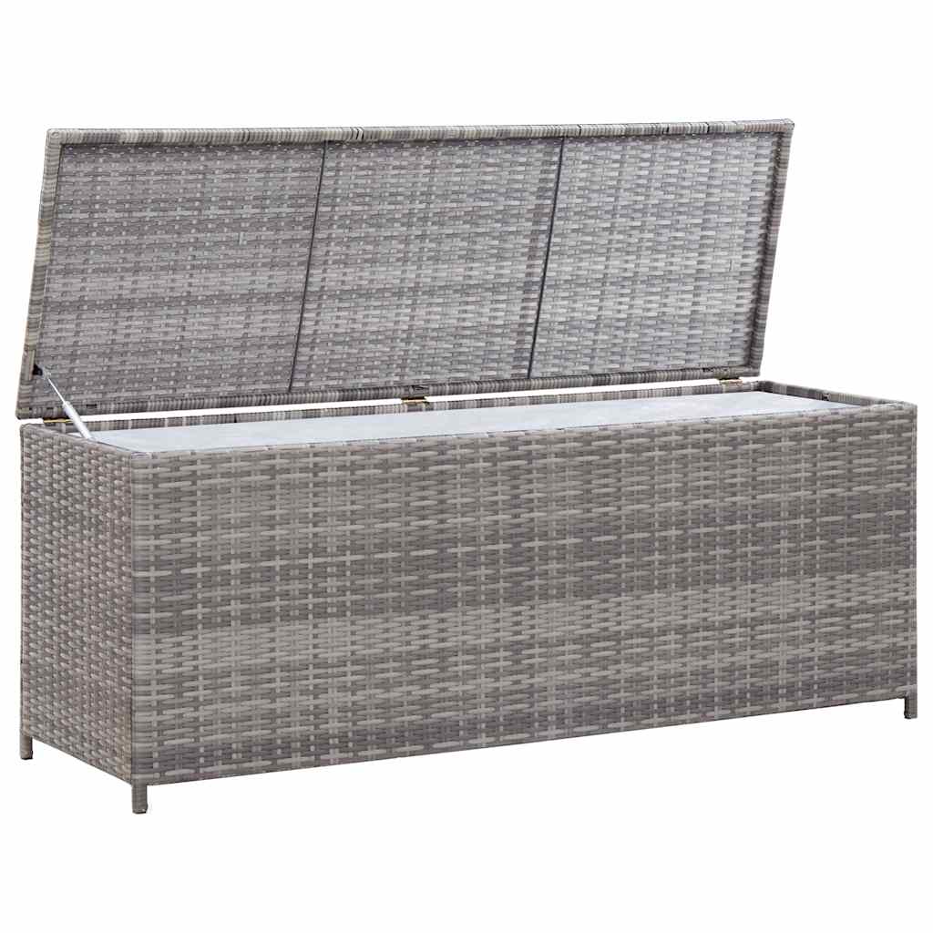 Arca de arrumação de jardim em vime sintético cinza 150x50x60 cm