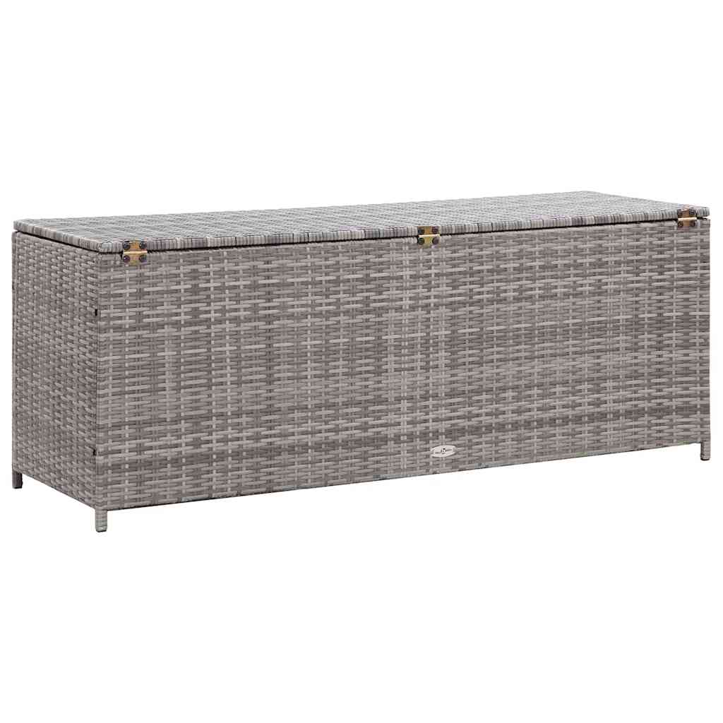 Arca de arrumação de jardim em vime sintético cinza 150x50x60 cm