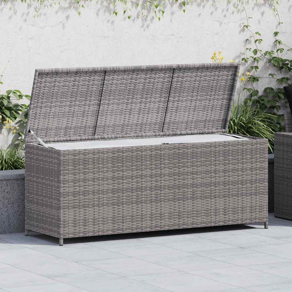 Arca de arrumação de jardim em vime sintético cinza 150x50x60 cm