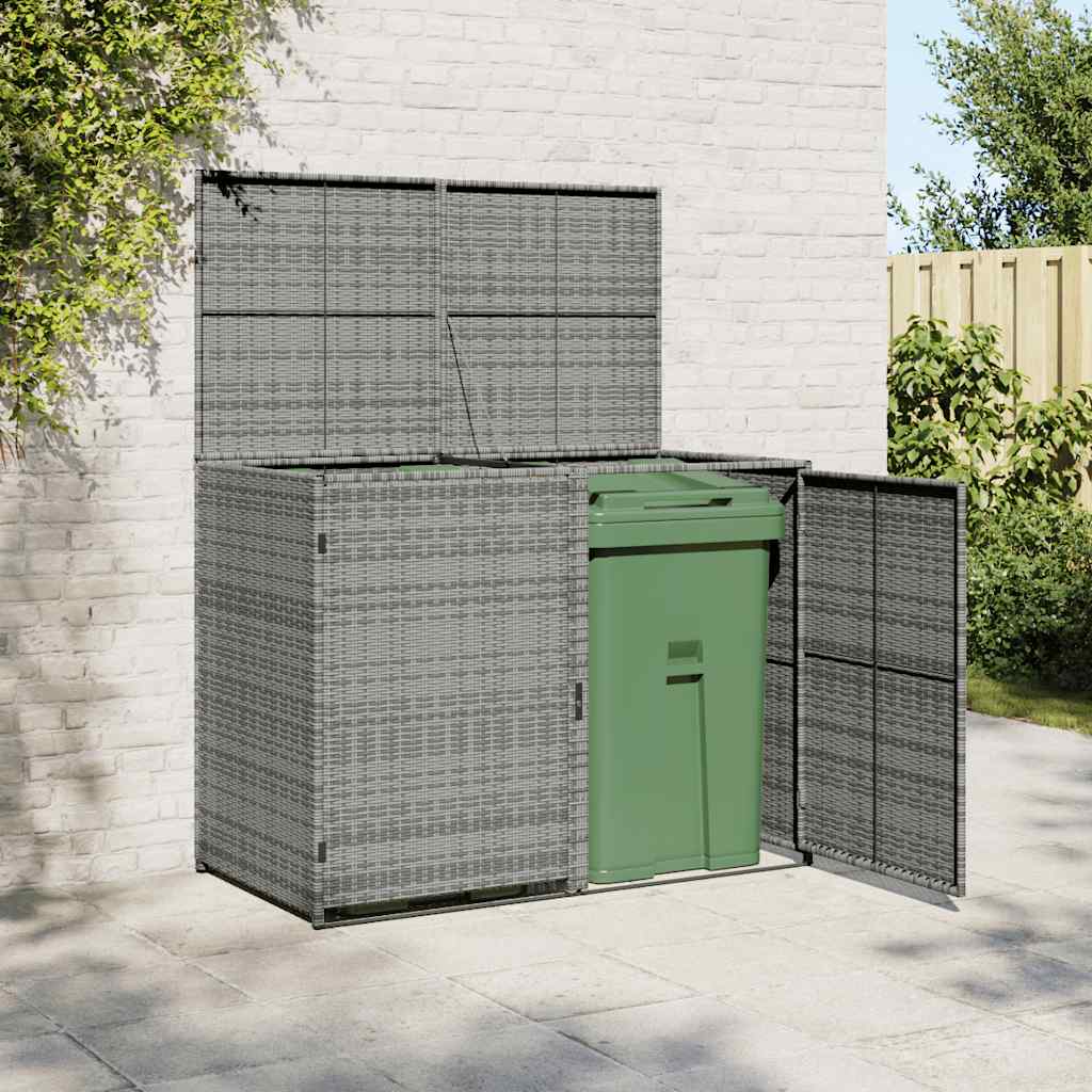 Cobertizo doble contenedor basura ratán negro 148x80x111cm
