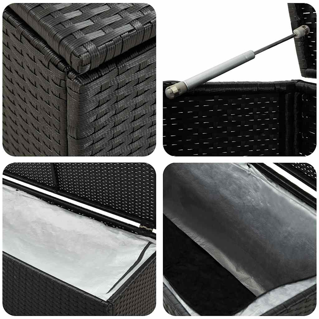Caja de almacenaje de jardín ratán sintético negro 100x50x50 cm