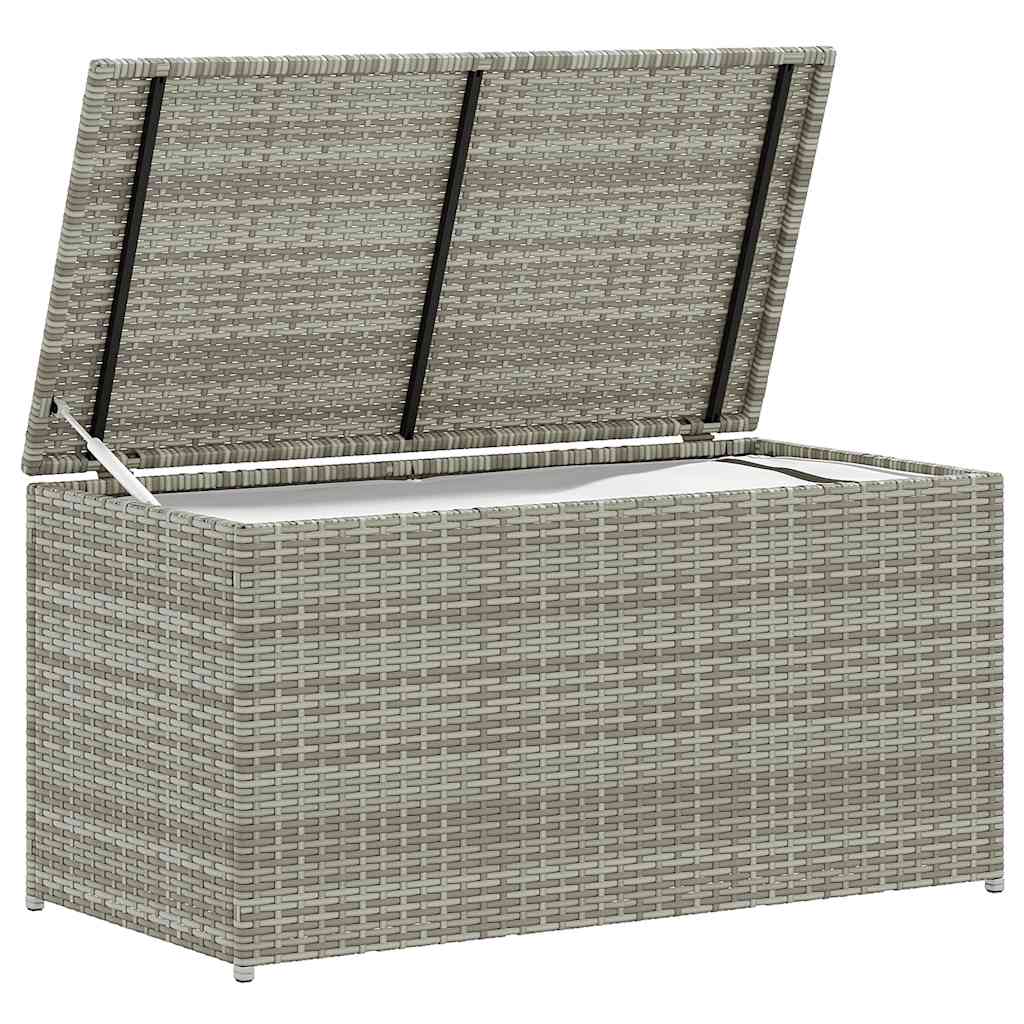 Caja de almacenaje de jardín ratán sintético gris 100x50x50 cm