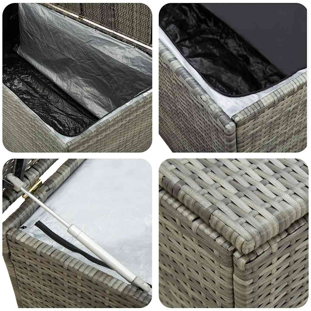 Caja de almacenaje de jardín ratán sintético gris 100x50x50 cm