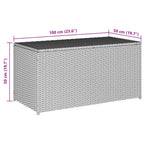 Caja de almacenaje de jardín ratán sintético gris 100x50x50 cm