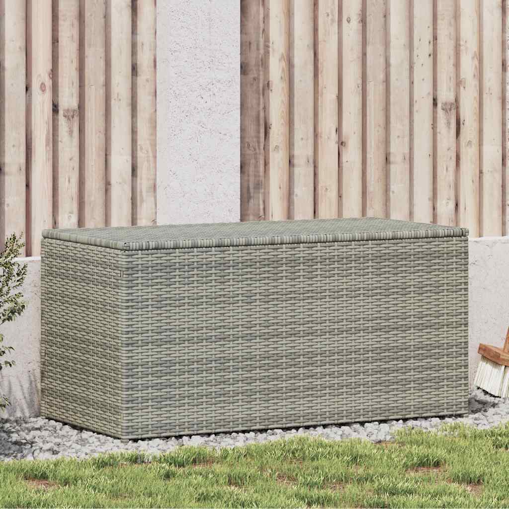 Caja de almacenaje de jardín ratán sintético gris 100x50x50 cm