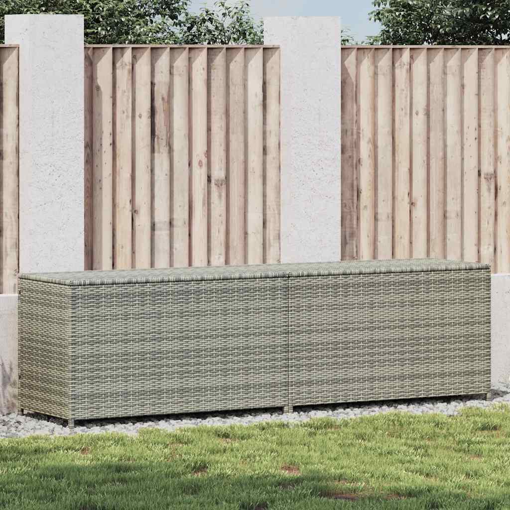 Caixa de arrumação de jardim em vime sintético cinzento 100x50x50 cm