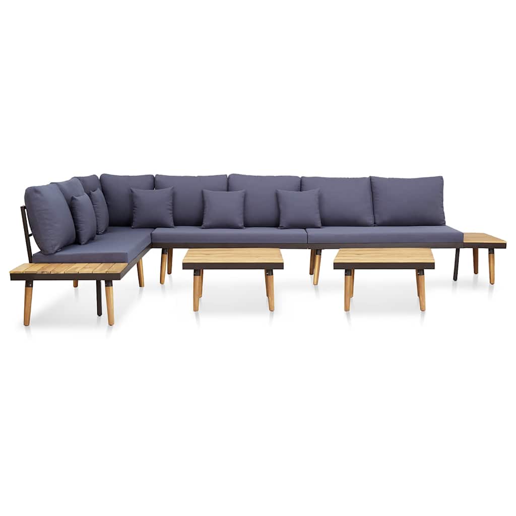Juego muebles de jardín 5 plazas y cojines madera acacia marrón