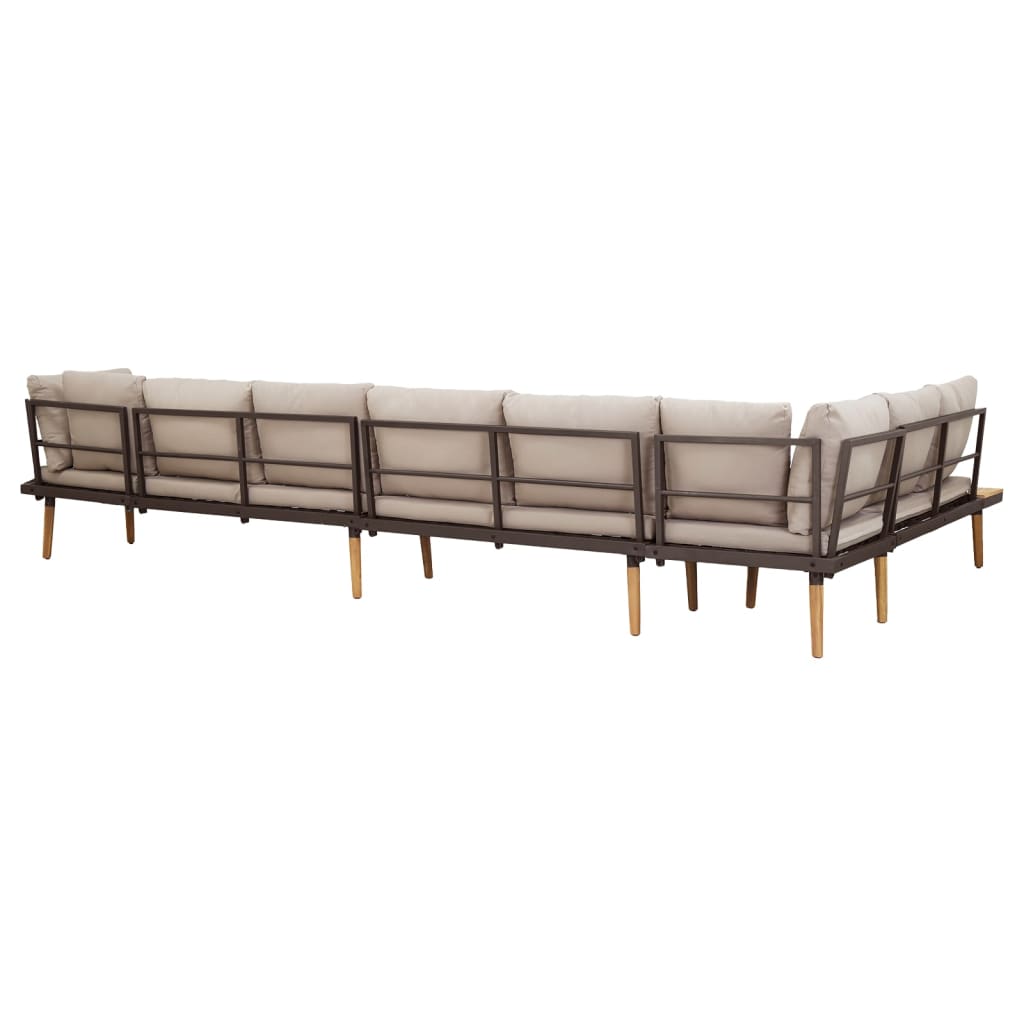 Juego muebles de jardín 8 plazas y cojines madera acacia maciza