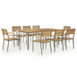 9-piece garden dining set solid acacia wood and steel