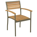 Set de comedor de jardín 9 pzas madera maciza de acacia y acero