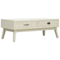 Mesa de centro con 2 cajones tallados madera gris 110x50x40 cm