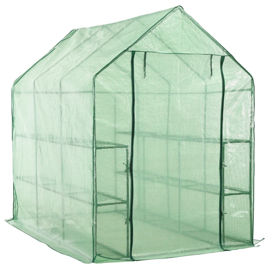 Accessible greenhouse with 12 steel shelves 143x214x196 cm