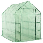 Accessible greenhouse with 12 steel shelves 143x214x196 cm