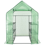 Accessible greenhouse with 12 steel shelves 143x214x196 cm