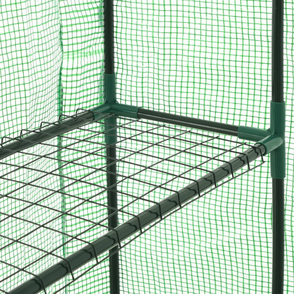 Accessible greenhouse with 12 steel shelves 143x214x196 cm