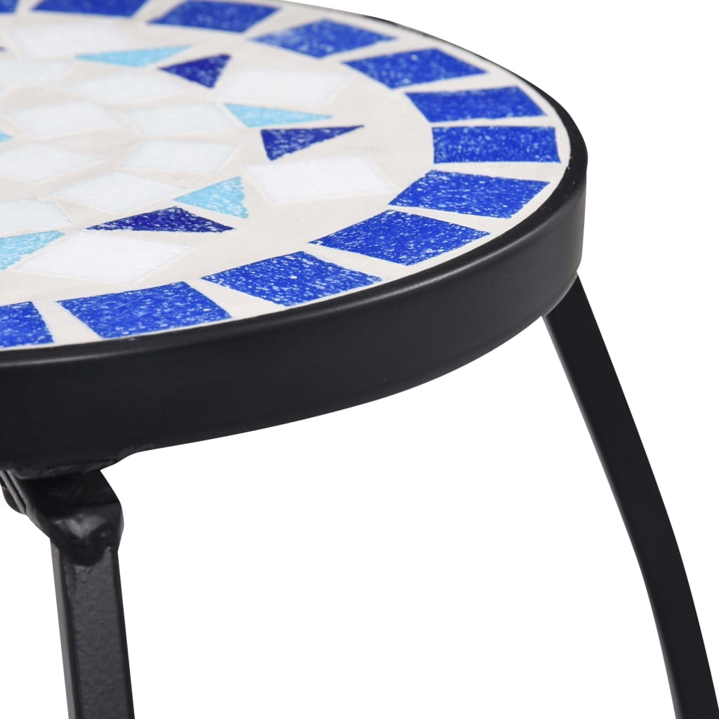 Mesitas de mosaico 3 uds cerámica azul y blanco