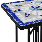 Mesa auxiliar de mosaico cerámica azul y blanco