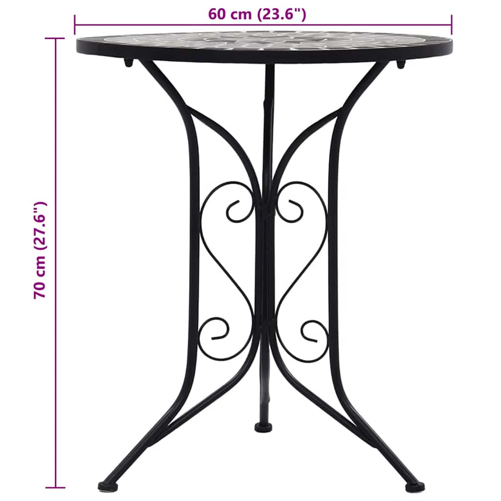 Mesa bistro de mosaico cerámica gris 60 cm