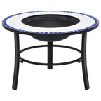 Brasero de mosaico cerámica azul y blanco 68 cm