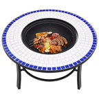 Brasero de mosaico cerámica azul y blanco 68 cm