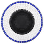 Brasero de mosaico cerámica azul y blanco 68 cm