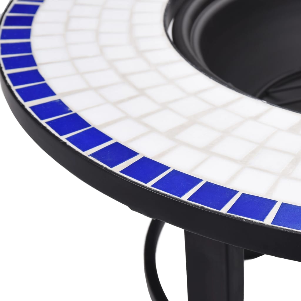 Brasero de mosaico cerámica azul y blanco 68 cm