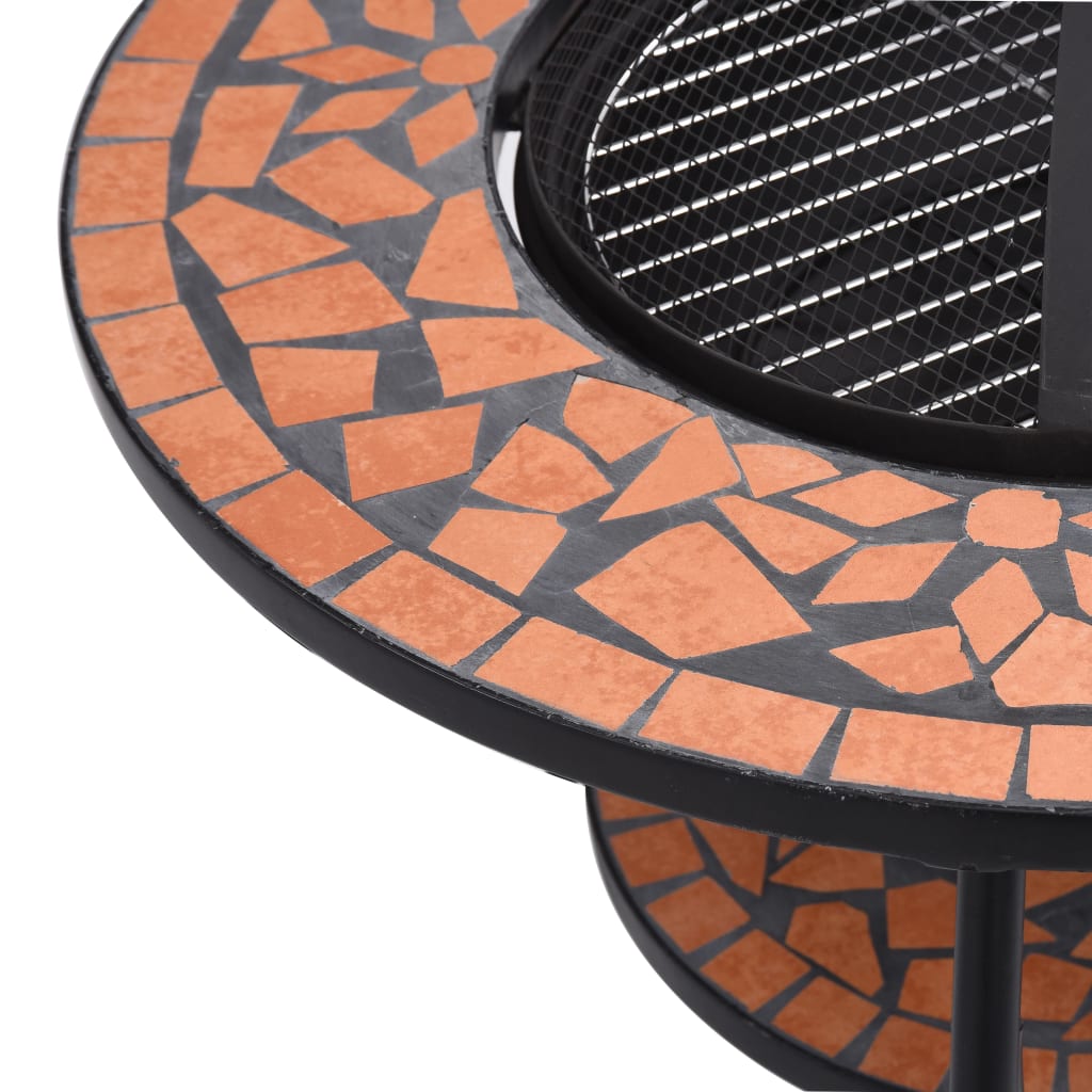Mesita con brasero de mosaico cerámica terracota 68 cm
