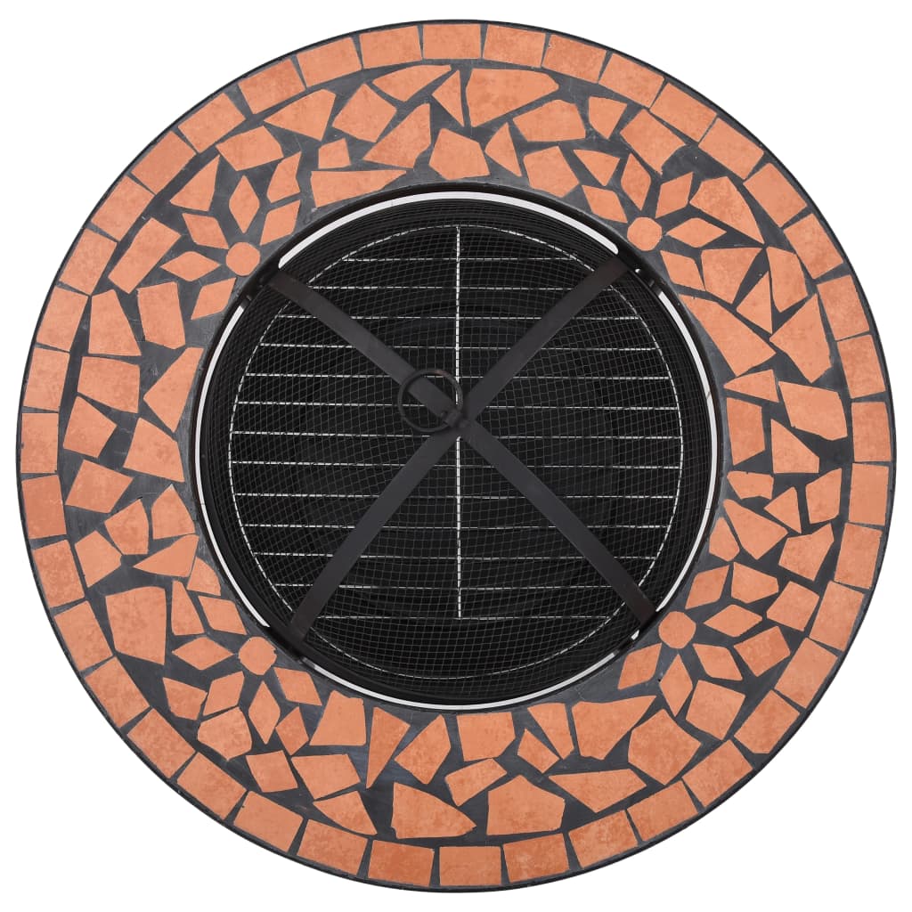 Mesita con brasero de mosaico cerámica terracota 68 cm