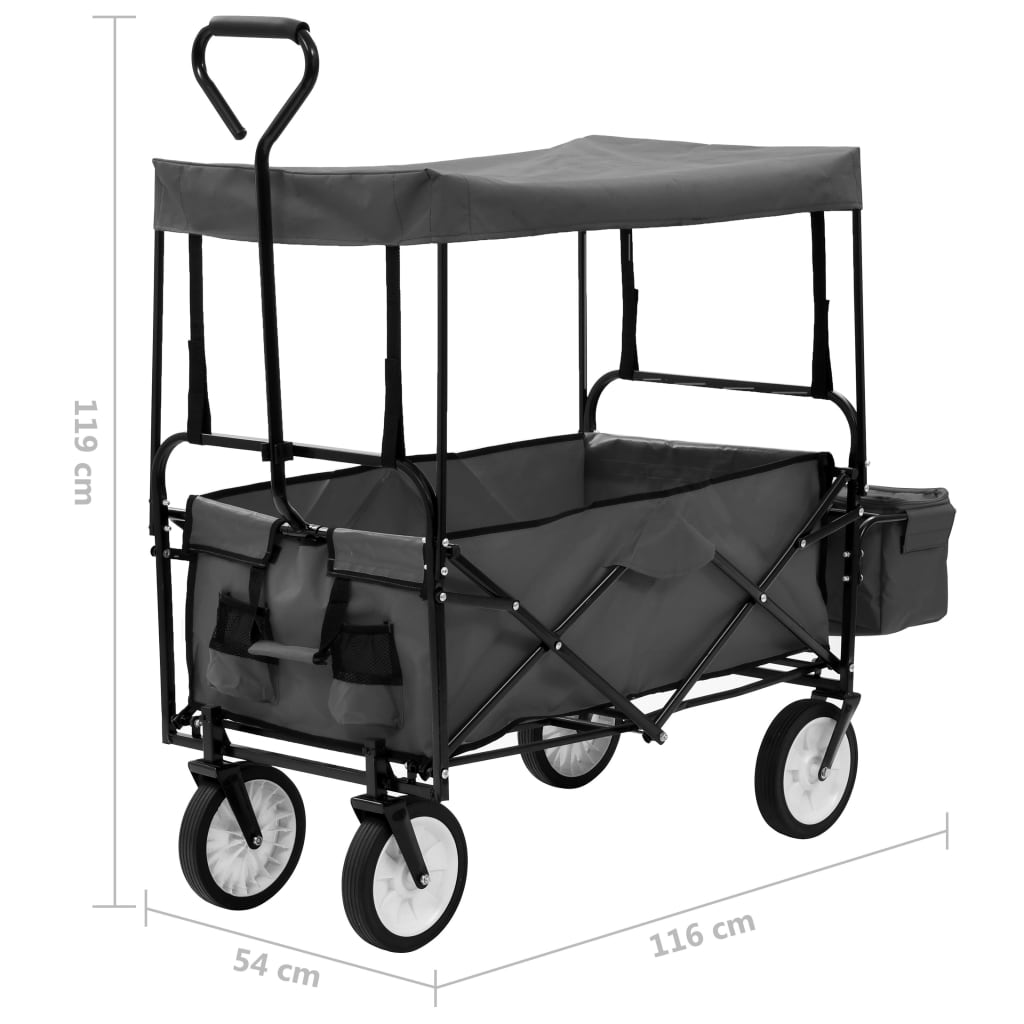 Carrito de mano plegable con capota acero gris