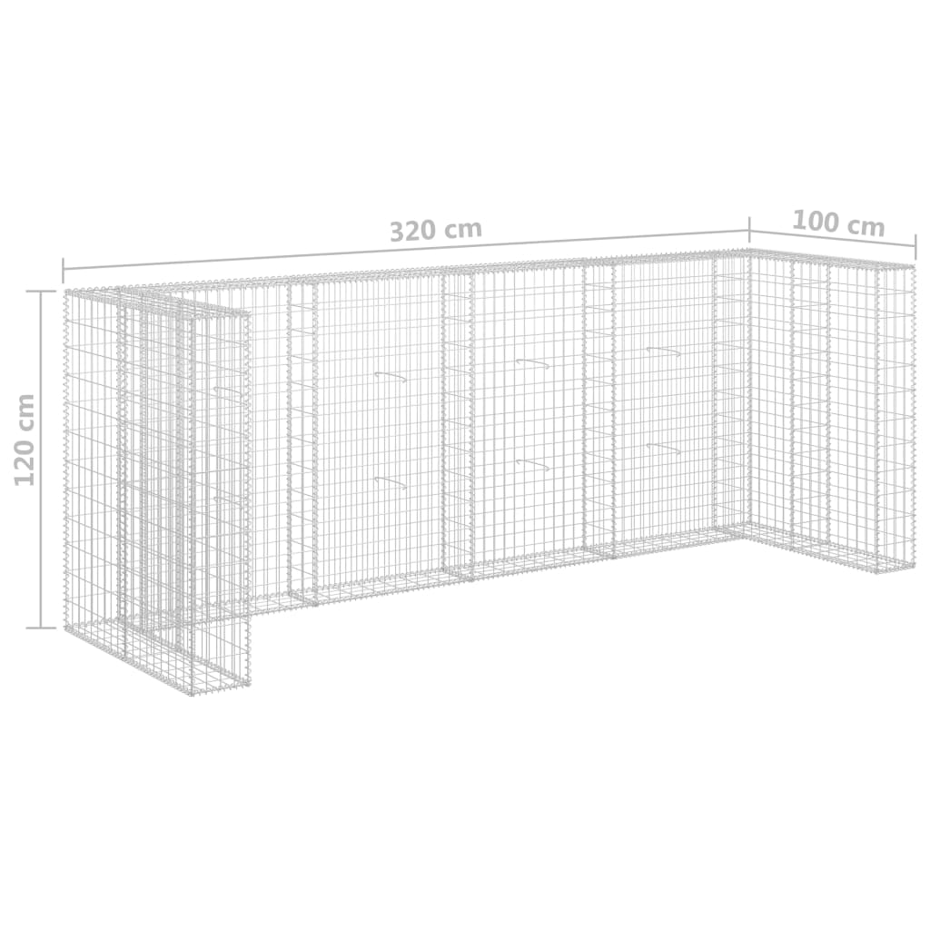 Muro de gaviones para contenedor de basura acero 320x100x120 cm