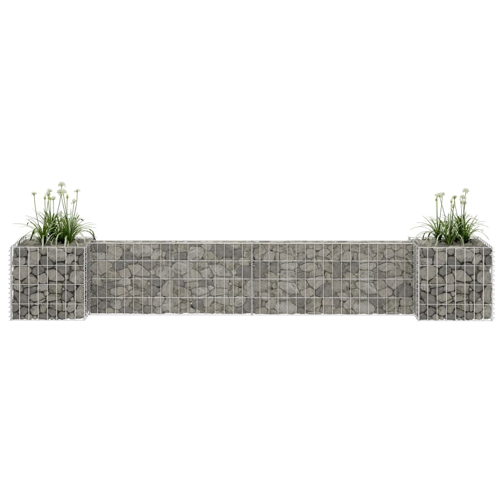 H-shaped gabion planter, steel wire, 260x40x100 cm