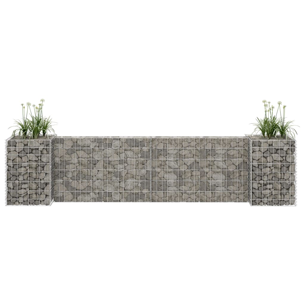H-shaped gabion planter, steel wire, 260x40x100 cm