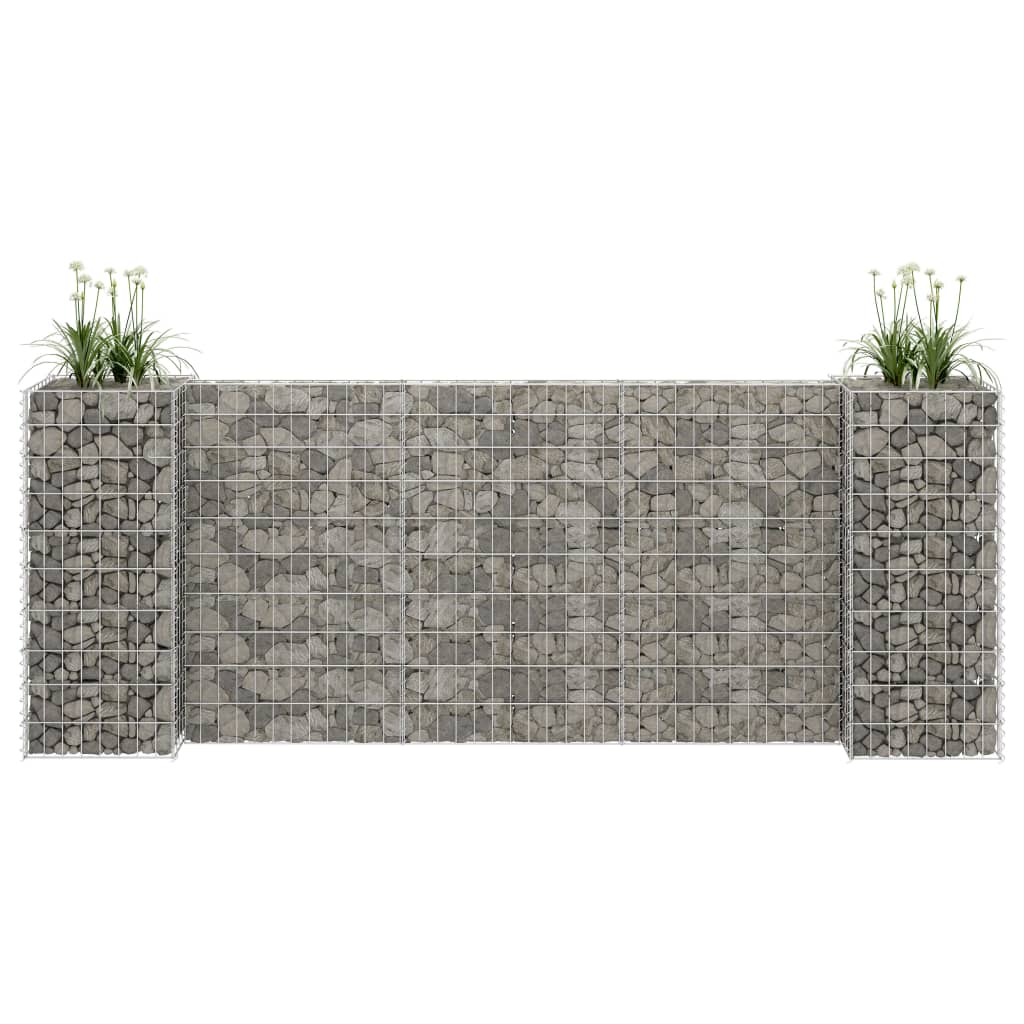 Jardinera de gaviones forma de H alambre de acero 260x40x100 cm