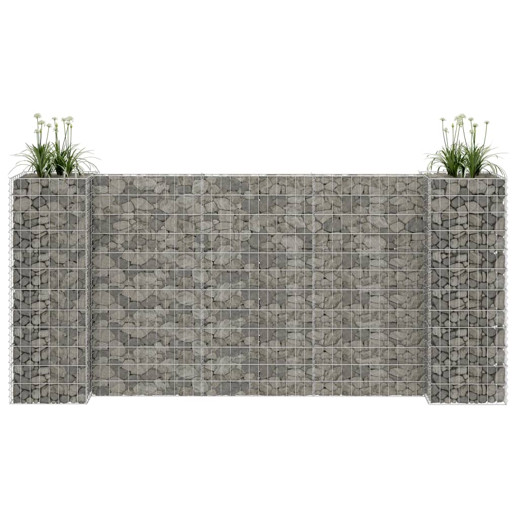H-shaped gabion planter, steel wire, 260x40x100 cm