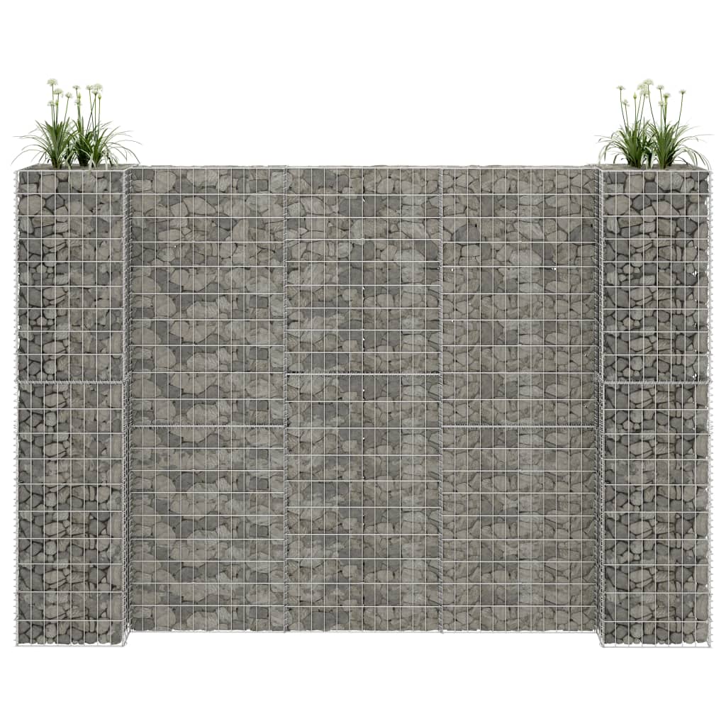 H-shaped gabion planter, steel wire, 260x40x100 cm